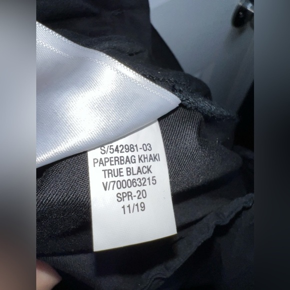 NWOT GAP Petites 12 Paperbag Khaki Straight Leg Pants Drawstring True Black 12P - Picture 9 of 13